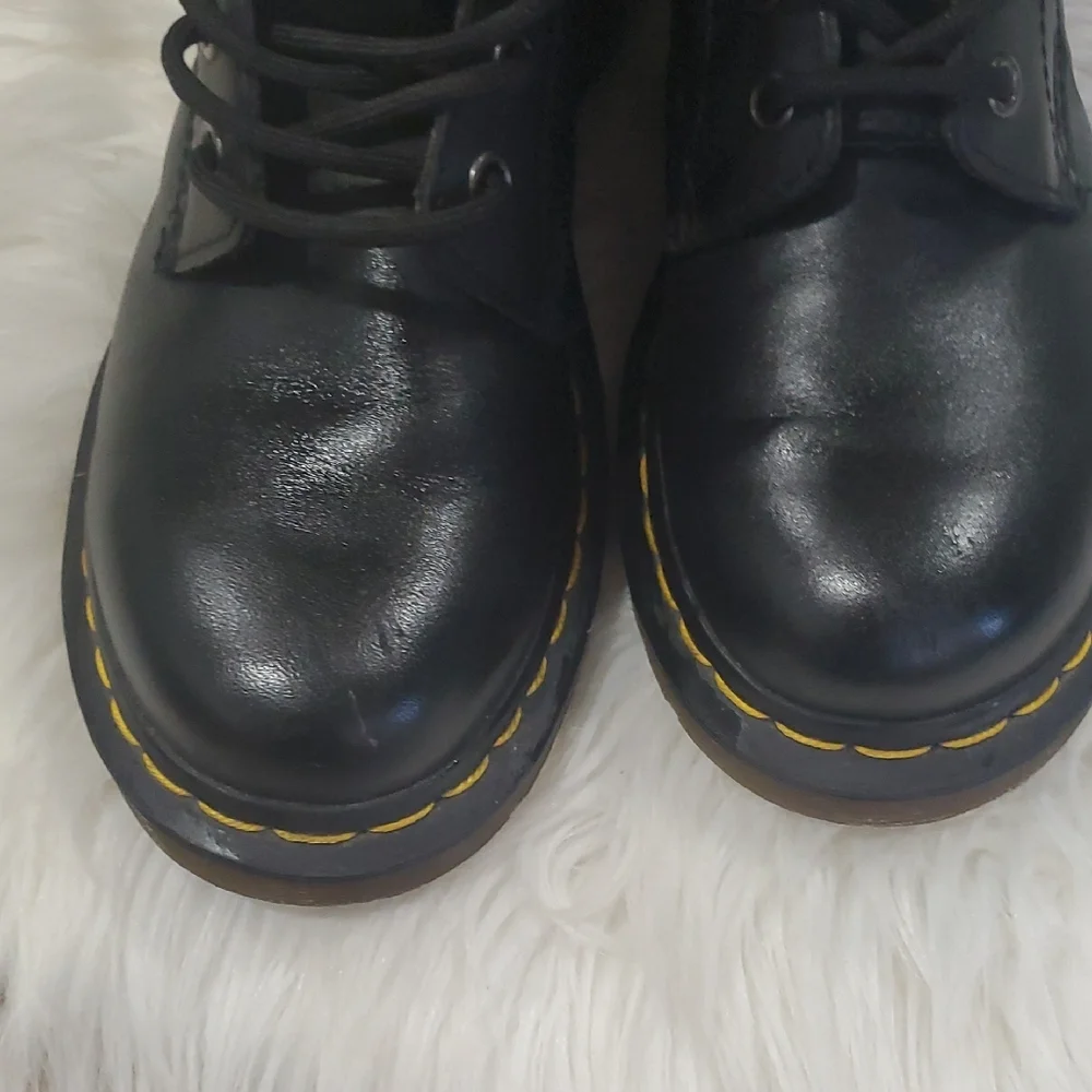 Dr. Martens Black Unisex Leather Boots with Yellow Accents - Picture 5 of 17